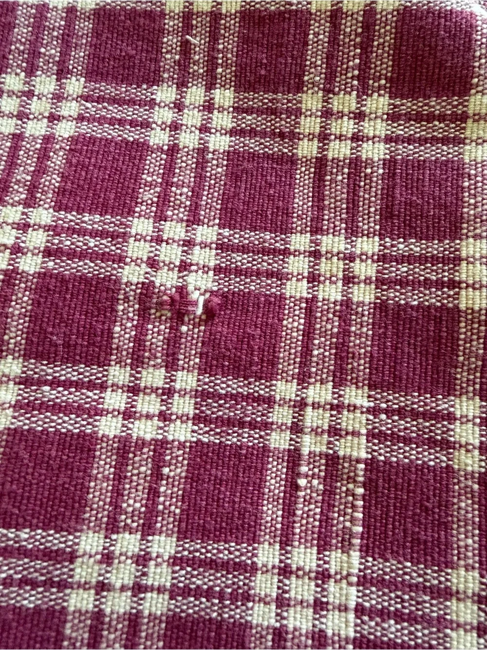 Plaid Red and Cream Table Runner Scarf